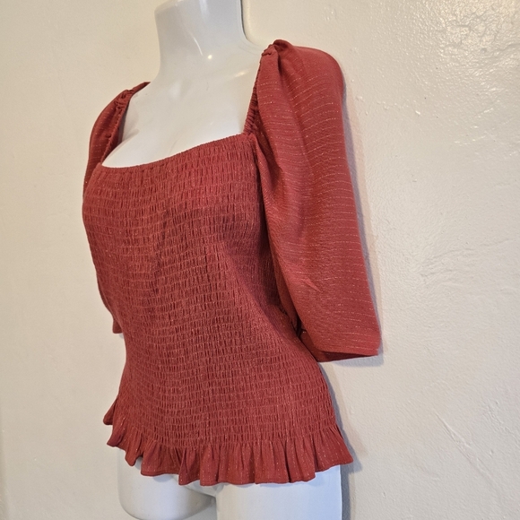 Express - Coral Smocked Blouse - Picture 5 of 13
